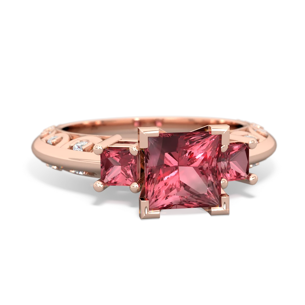 Pink Tourmaline Eternal Embrace Engagement 14K Rose Gold ring C2001