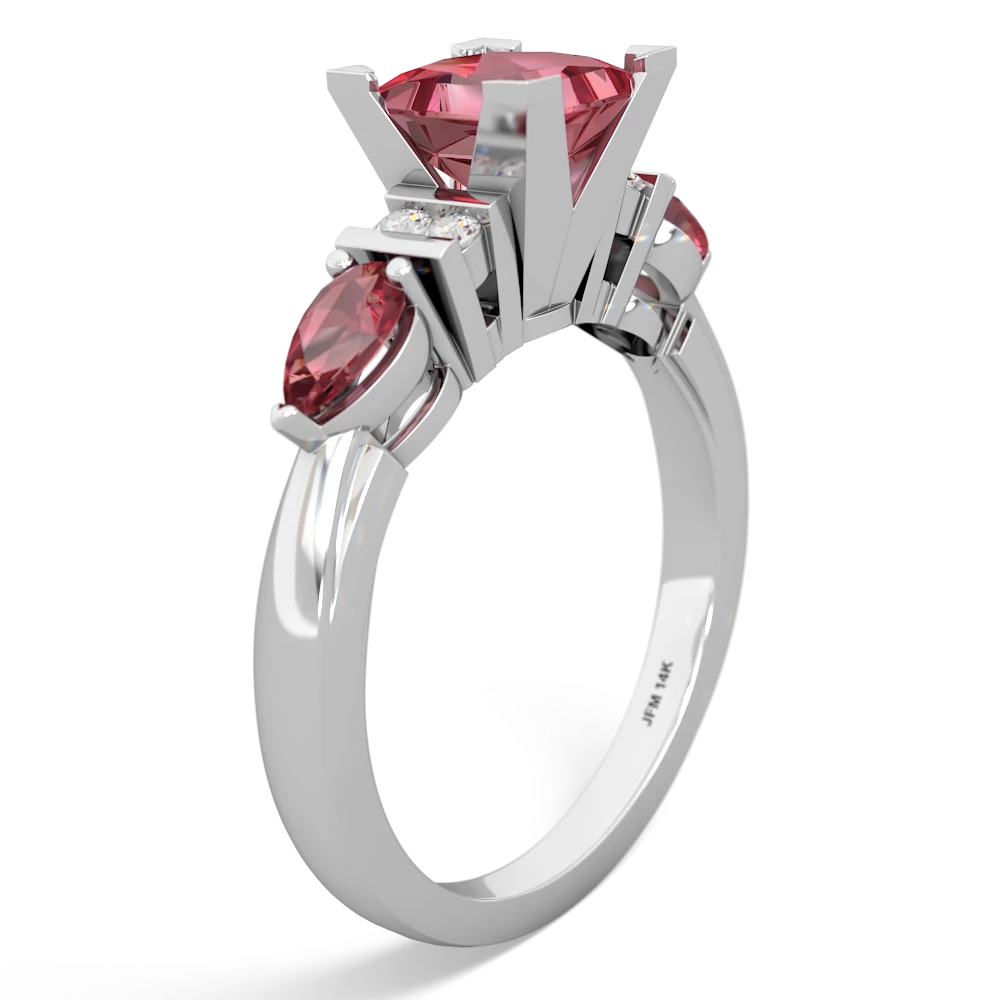 Pink Tourmaline 6Mm Princess Eternal Embrace Engagement 14K White Gold ring C2002