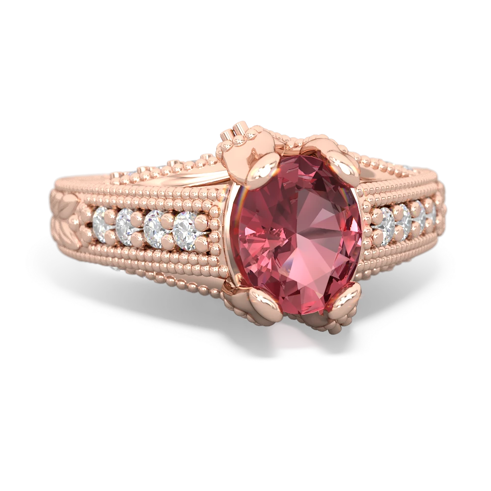 Pink Tourmaline Antique Style 14K Rose Gold ring R2028