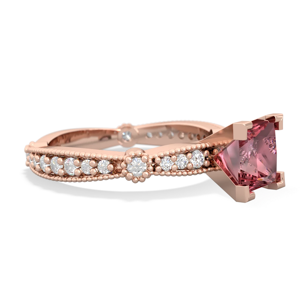 Pink Tourmaline Sparkling Tiara 6Mm Princess 14K Rose Gold ring R26296SQ