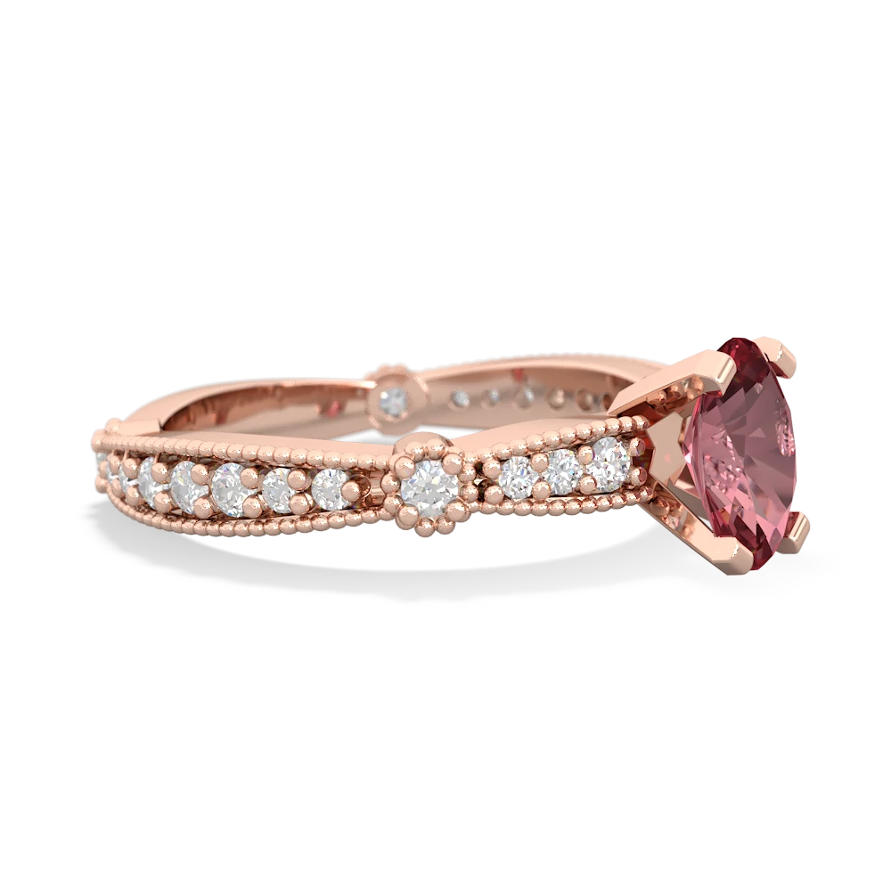 Pink Tourmaline Sparkling Tiara 7X5mm Oval 14K Rose Gold ring R26297VL