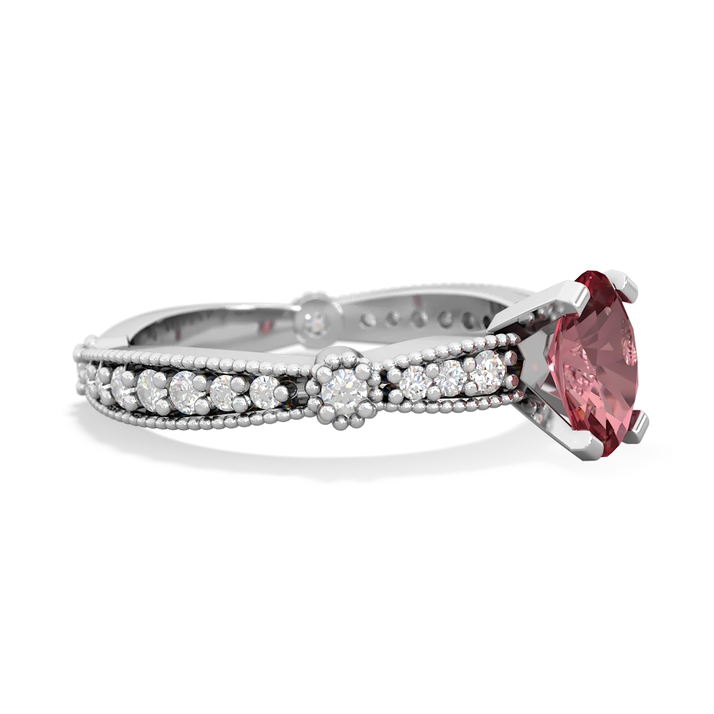 Pink Tourmaline Sparkling Tiara 7X5mm Oval 14K White Gold ring R26297VL