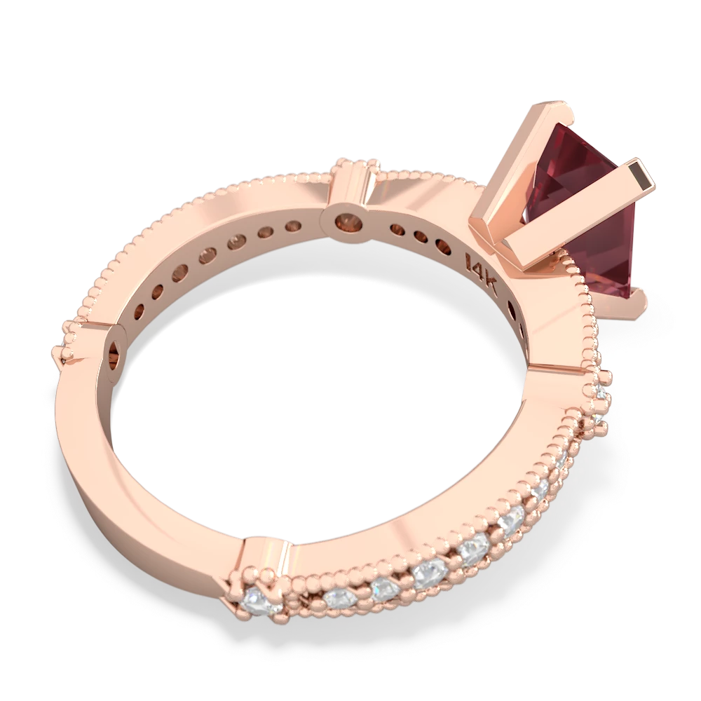 Pink Tourmaline Sparkling Tiara 8X6 Emerald-Cut 14K Rose Gold ring R26298EM