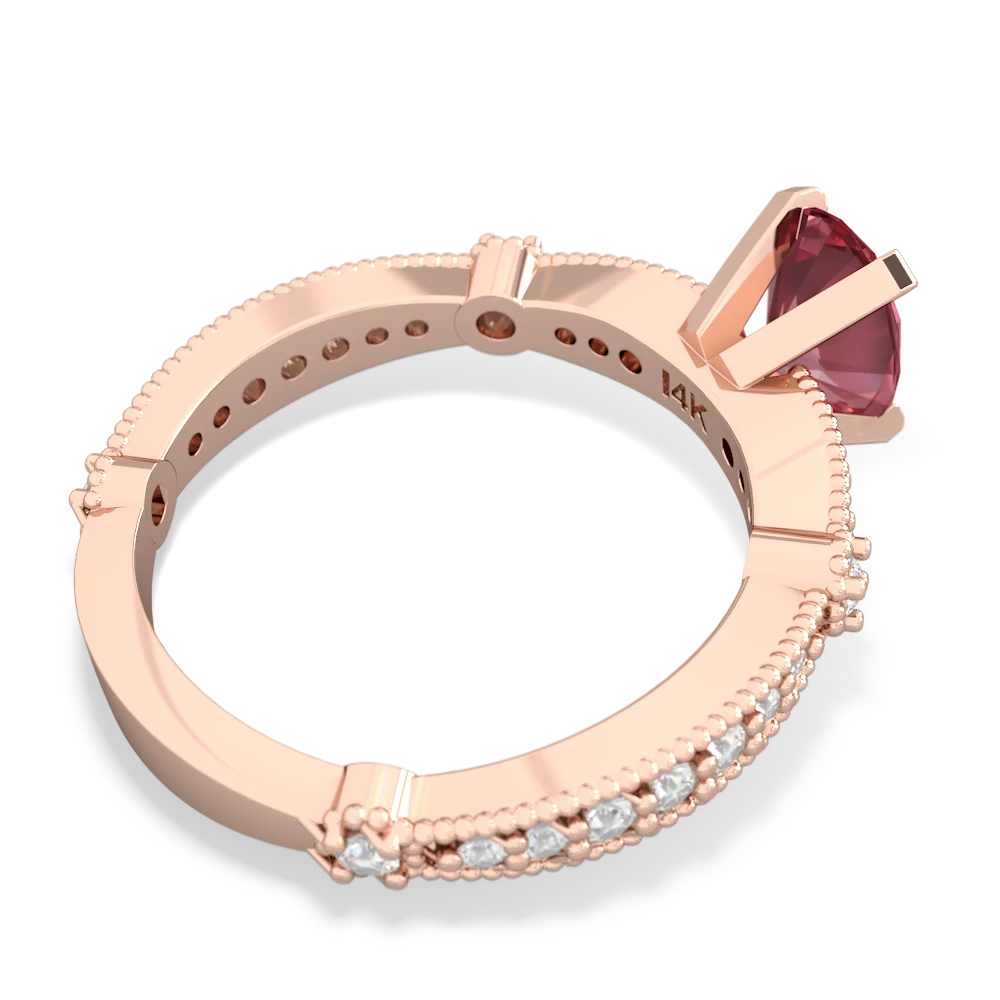 Pink Tourmaline Sparkling Tiara 8X6 Oval 14K Rose Gold ring R26298VL