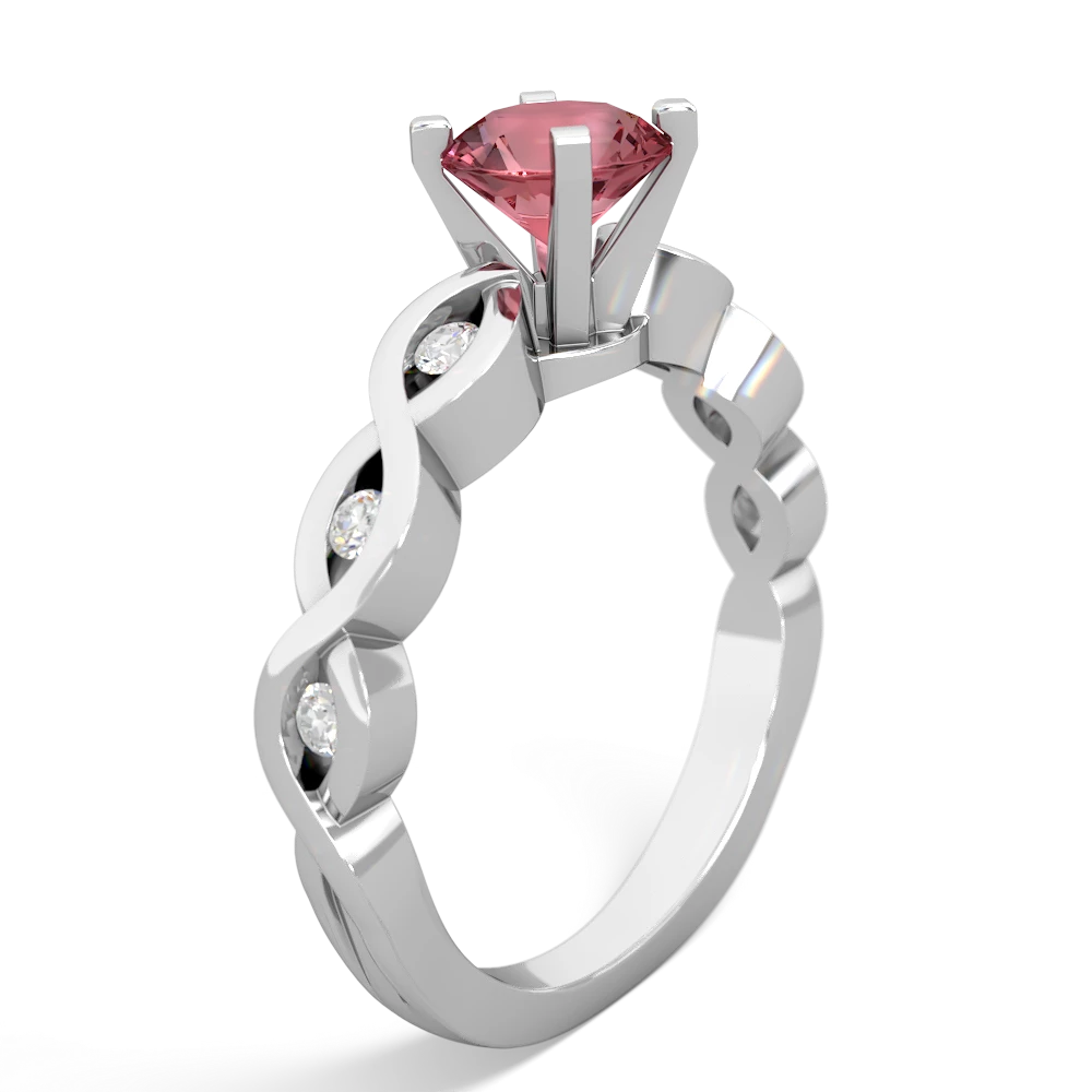 Pink Tourmaline Infinity 6Mm Round Engagement 14K White Gold ring R26316RD