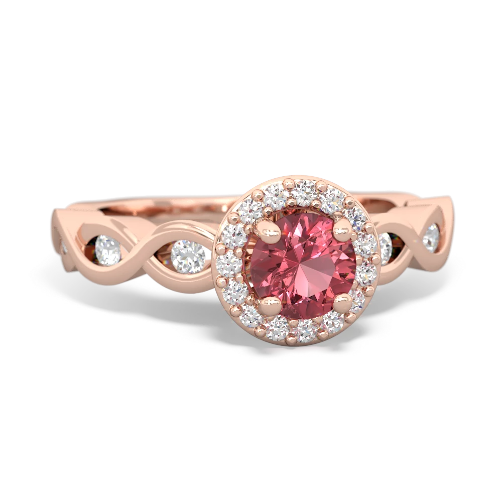 Pink Tourmaline Infinity Halo Engagement 14K Rose Gold ring R26315RH