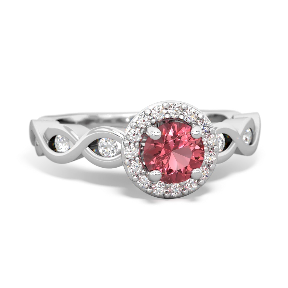 Pink Tourmaline Infinity Halo Engagement 14K White Gold ring R26315RH