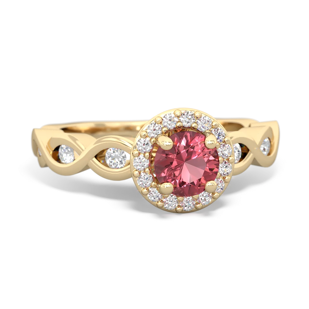 Pink Tourmaline Infinity Halo Engagement 14K Yellow Gold ring R26315RH