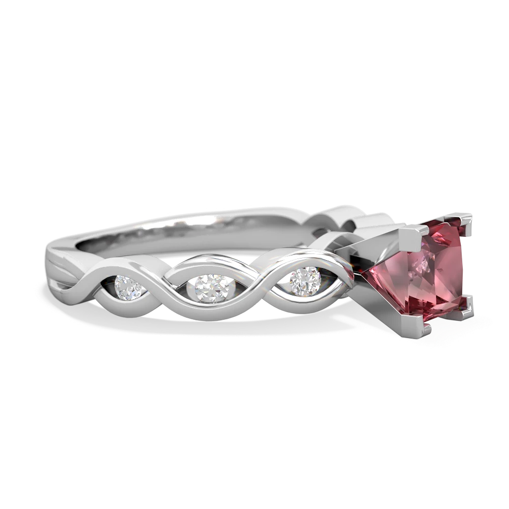 Pink Tourmaline Infinity 5Mm Square Engagement 14K White Gold ring R26315SQ