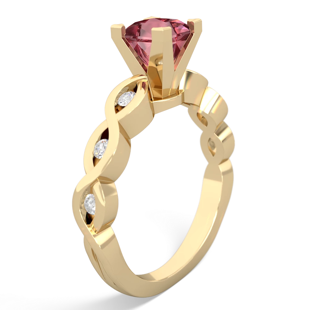 Pink Tourmaline Infinity 5Mm Square Engagement 14K Yellow Gold ring R26315SQ