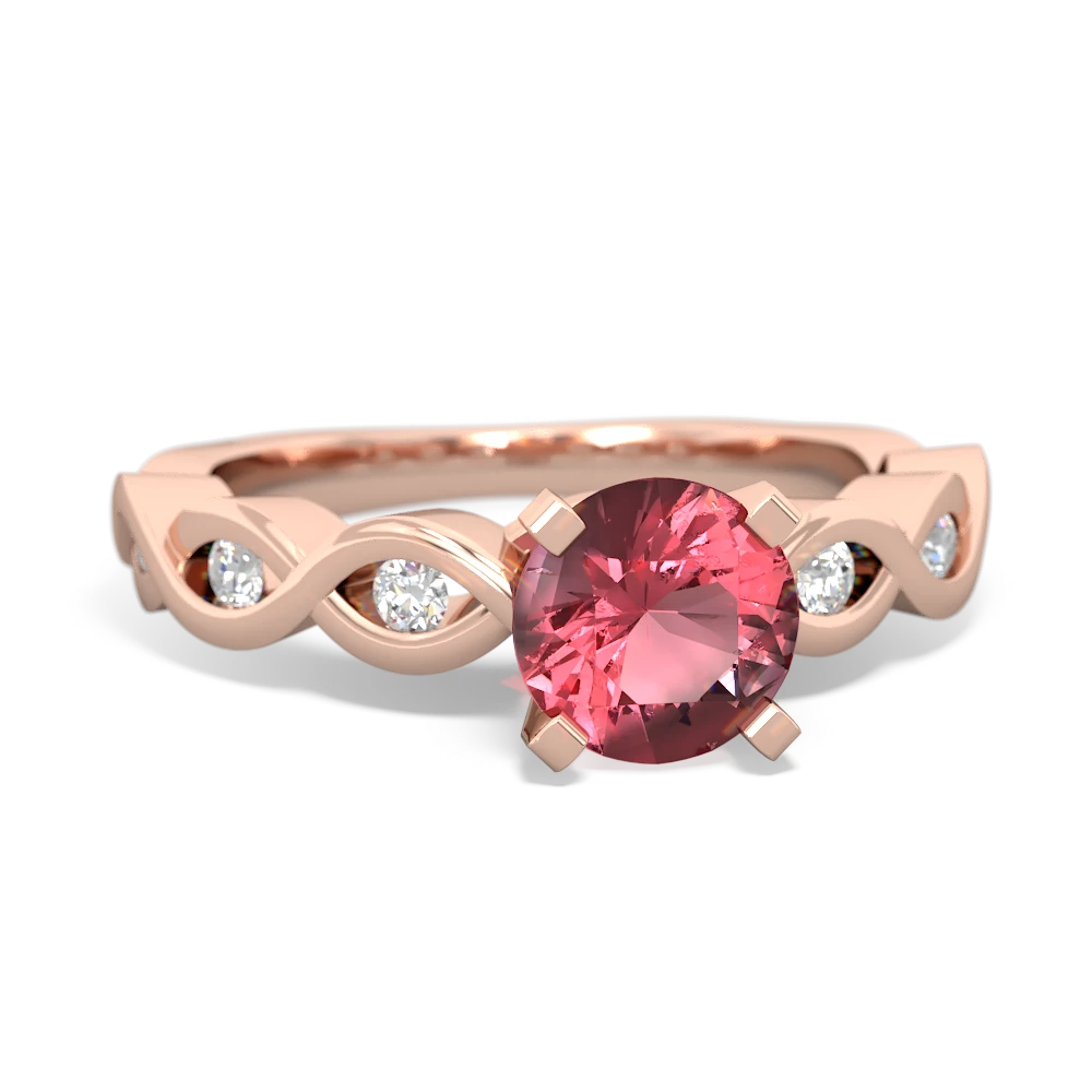 Pink Tourmaline Infinity 6Mm Round Engagement 14K Rose Gold ring R26316RD