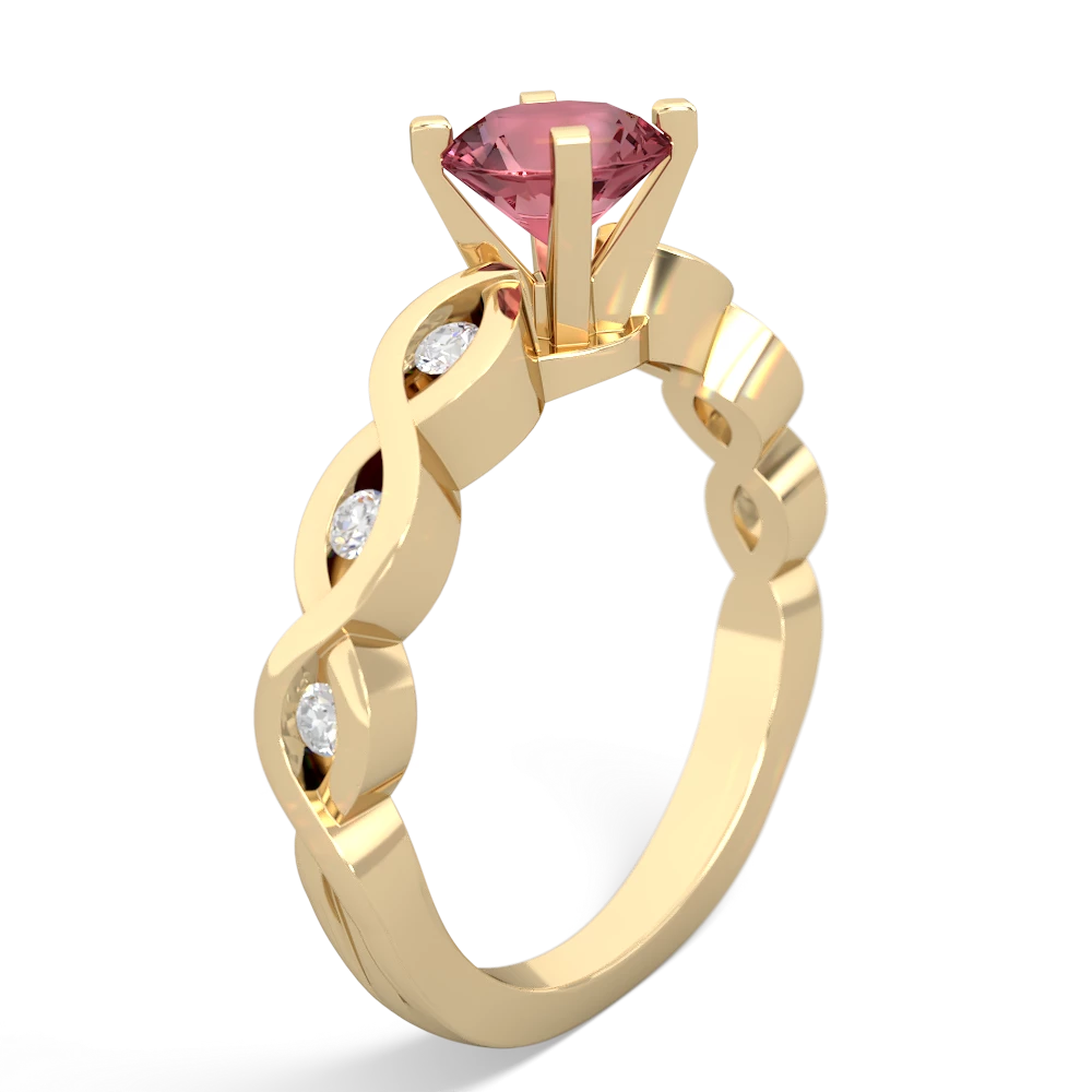 Pink Tourmaline Infinity 6Mm Round Engagement 14K Yellow Gold ring R26316RD