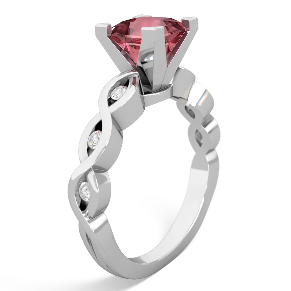 Pink Tourmaline Infinity 6Mm Princess Engagement 14K White Gold ring R26316SQ