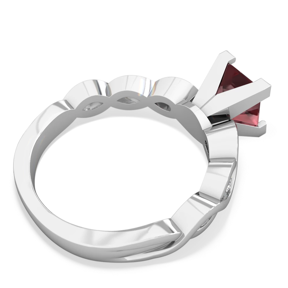Pink Tourmaline Infinity 6Mm Princess Engagement 14K White Gold ring R26316SQ