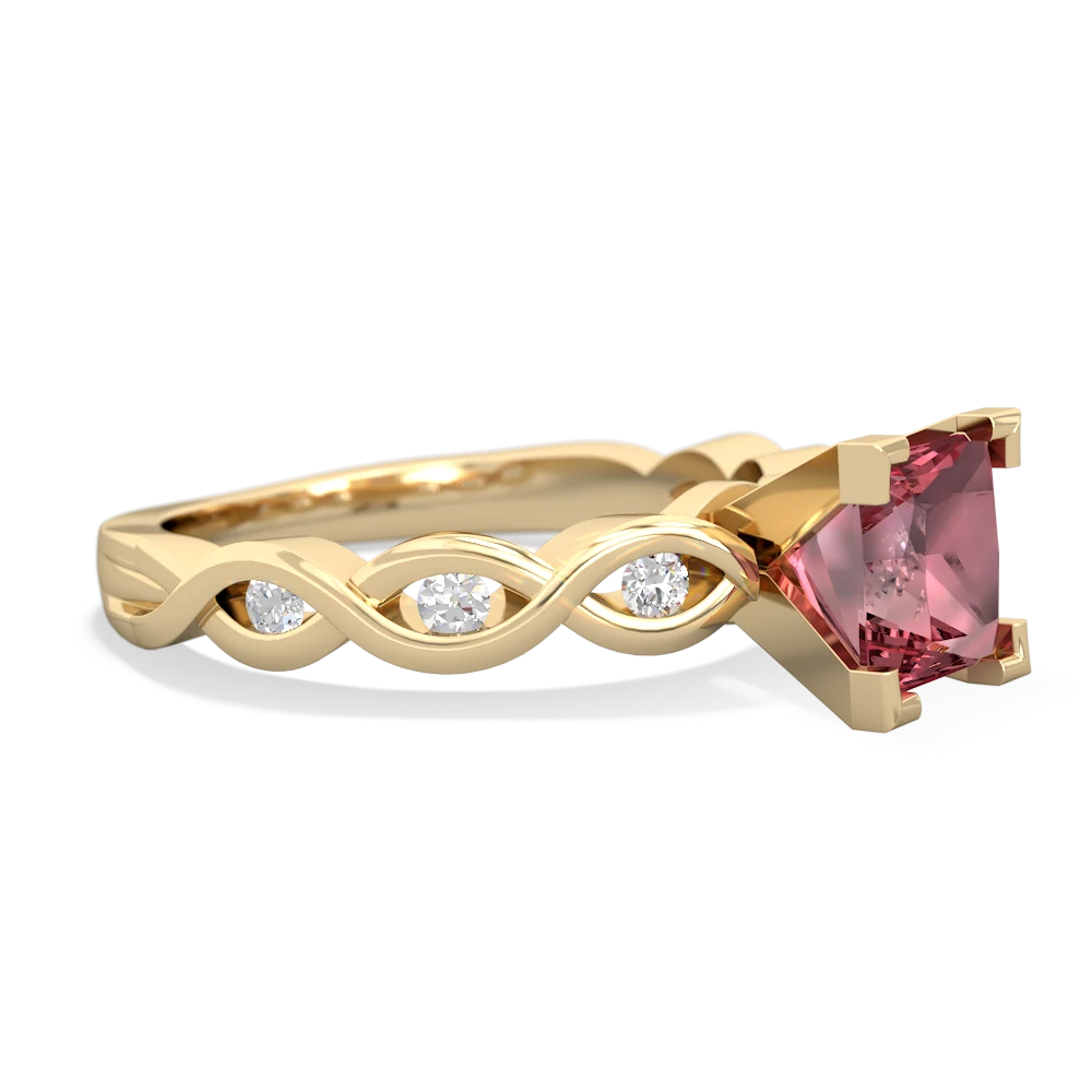 Pink Tourmaline Infinity 6Mm Princess Engagement 14K Yellow Gold ring R26316SQ