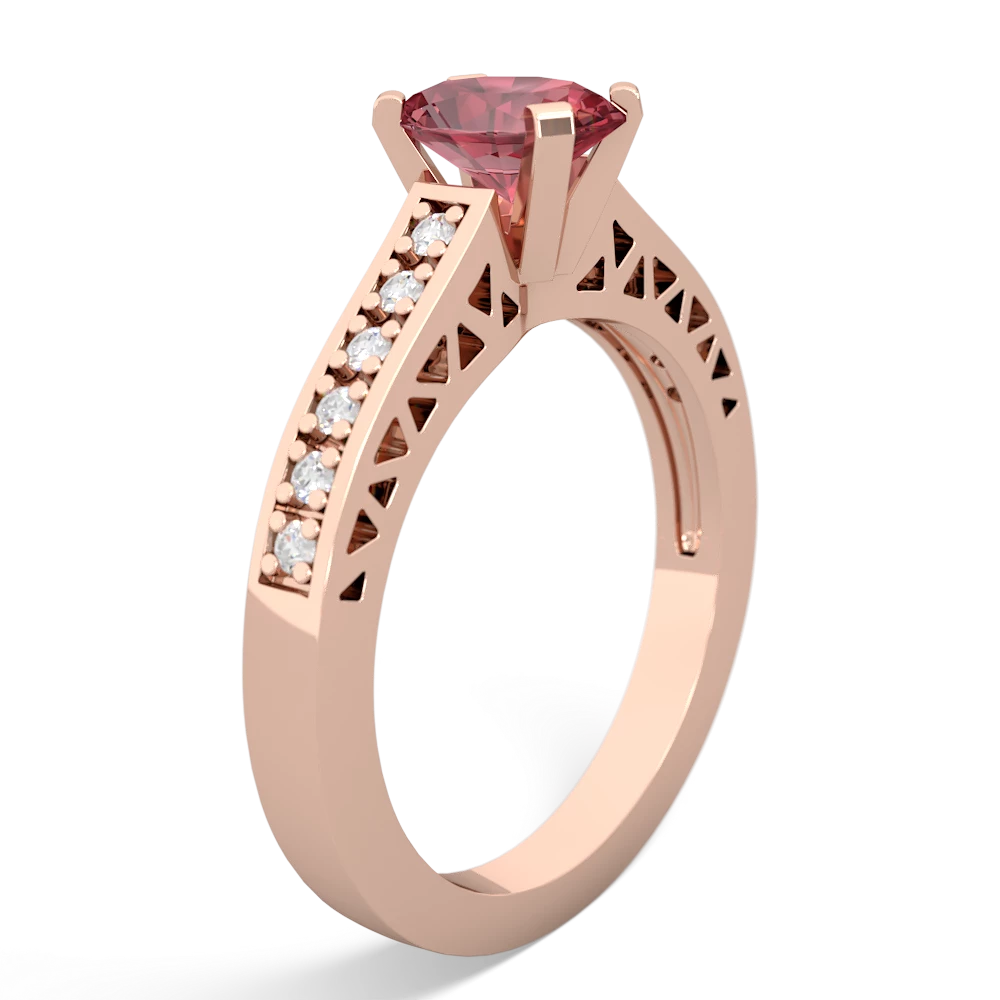 Pink Tourmaline Art Deco 14K Rose Gold ring R26357VL