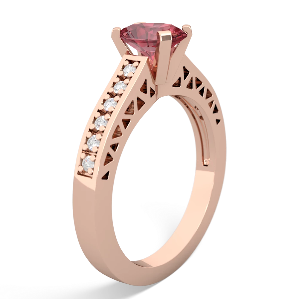 Pink Tourmaline Art Deco Engagement 7X5mm Oval 14K Rose Gold ring R26357VL