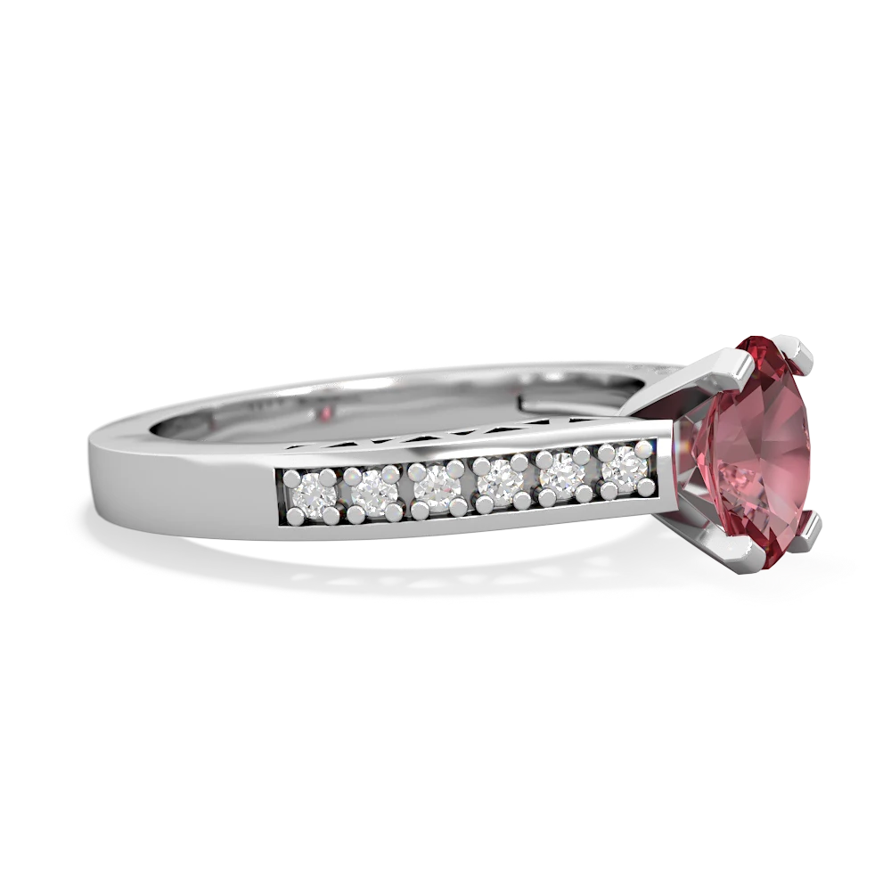 Pink Tourmaline Art Deco Engagement 7X5mm Oval 14K White Gold ring R26357VL