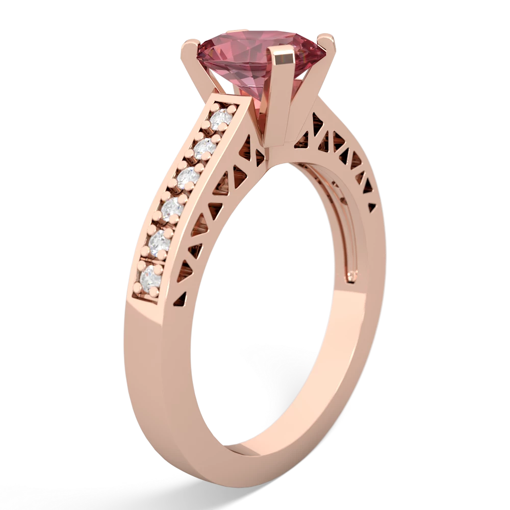Pink Tourmaline Art Deco Engagement 8X6mm Oval 14K Rose Gold ring R26358VL