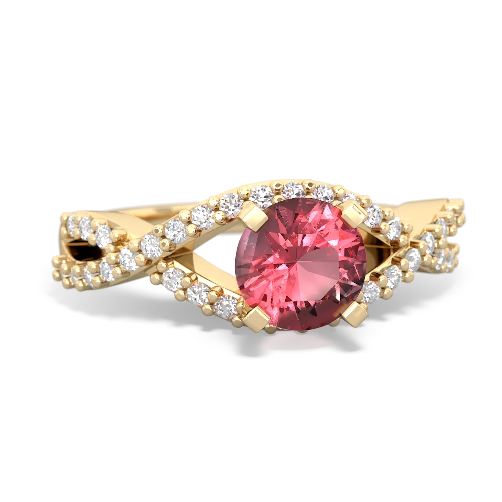 Pink Tourmaline Diamond Twist 14K Yellow Gold ring R26406RD