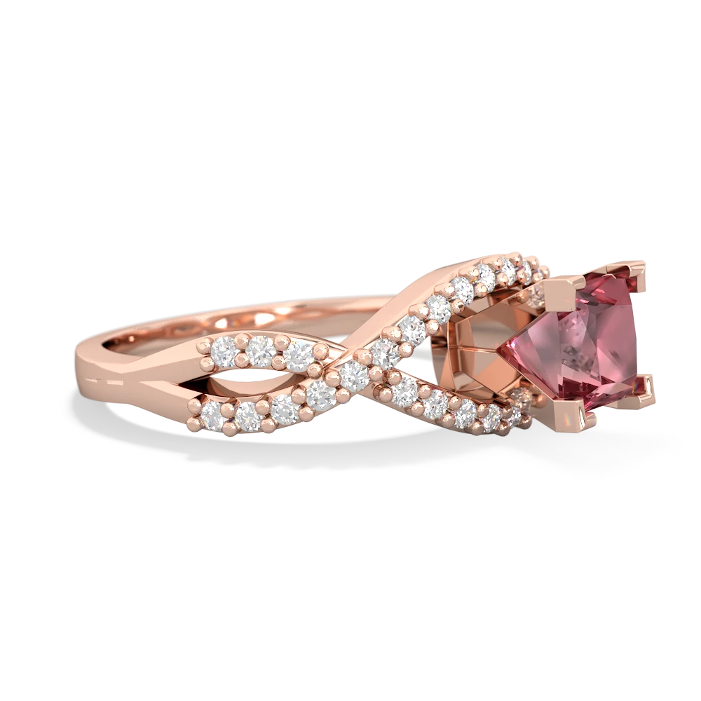 Pink Tourmaline Diamond Twist 5Mm Square Engagment  14K Rose Gold ring R26405SQ