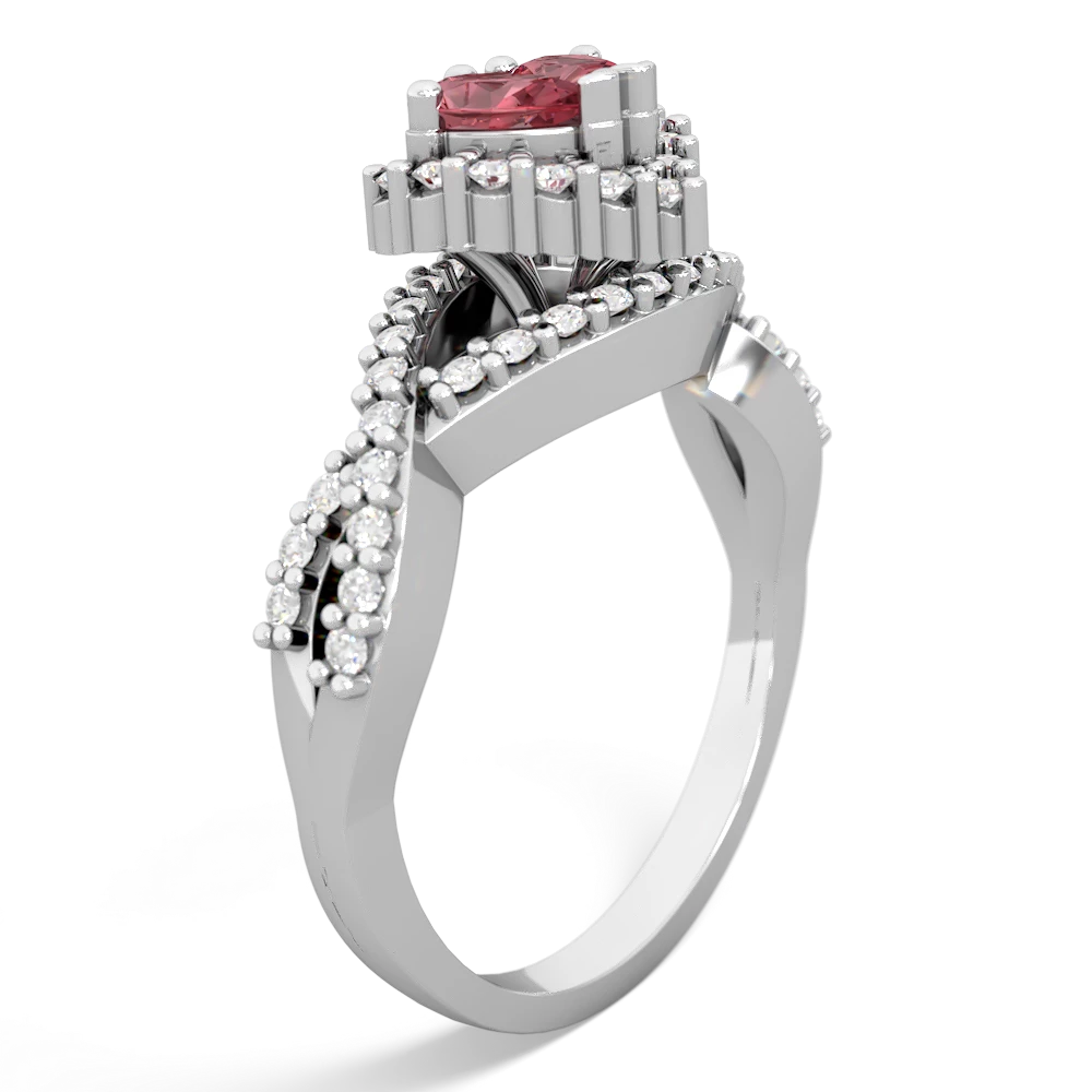 Pink Tourmaline Diamond Twist 'One Heart' 14K White Gold ring R2640HRT