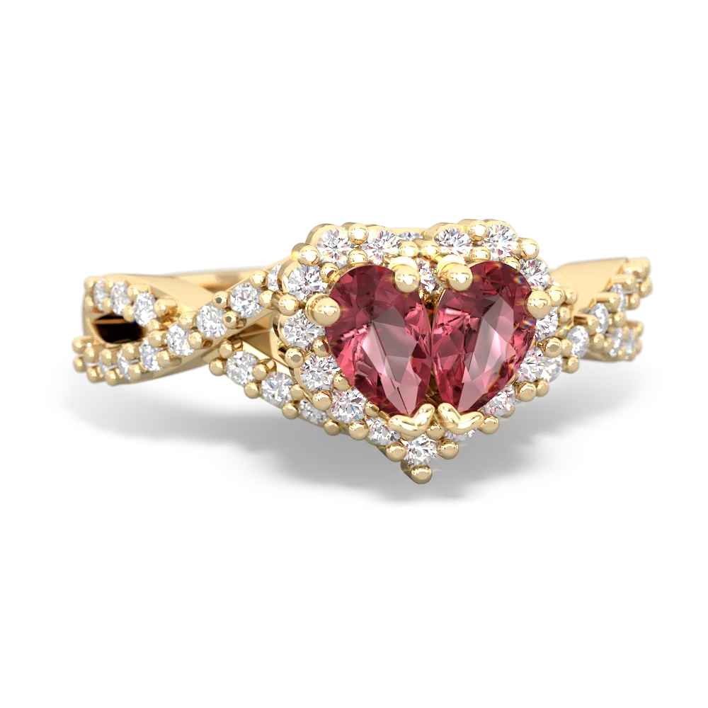 Pink Tourmaline Diamond Twist 'One Heart' 14K Yellow Gold ring R2640HRT