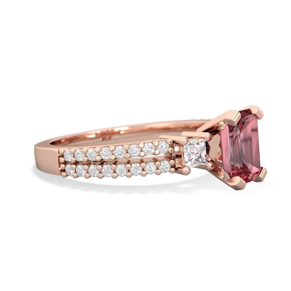 Pink Tourmaline Classic 7X5mm Emerald-Cut Engagement 14K Rose Gold ring R26437EM