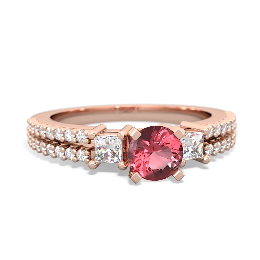 Pink Tourmaline Classic 5Mm Round Engagement 14K Rose Gold ring R26435RD