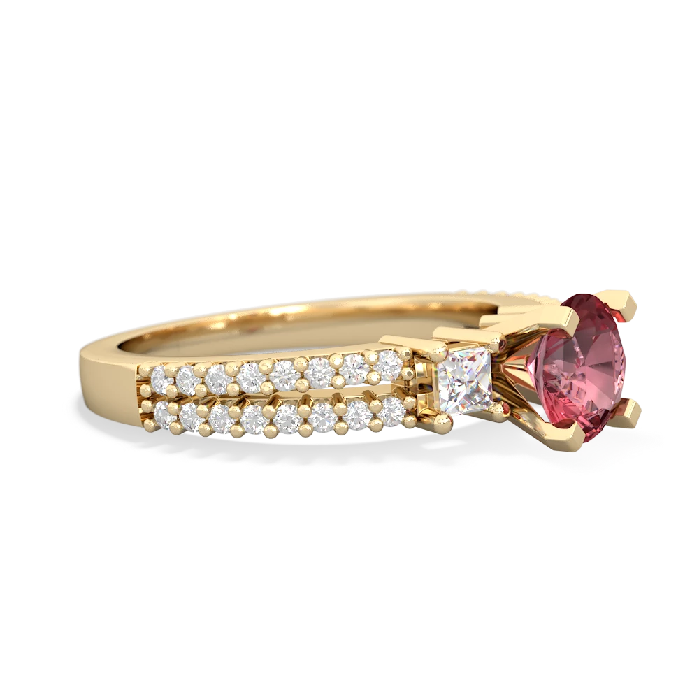 Pink Tourmaline Classic 6Mm Round Engagement 14K Yellow Gold ring R26436RD