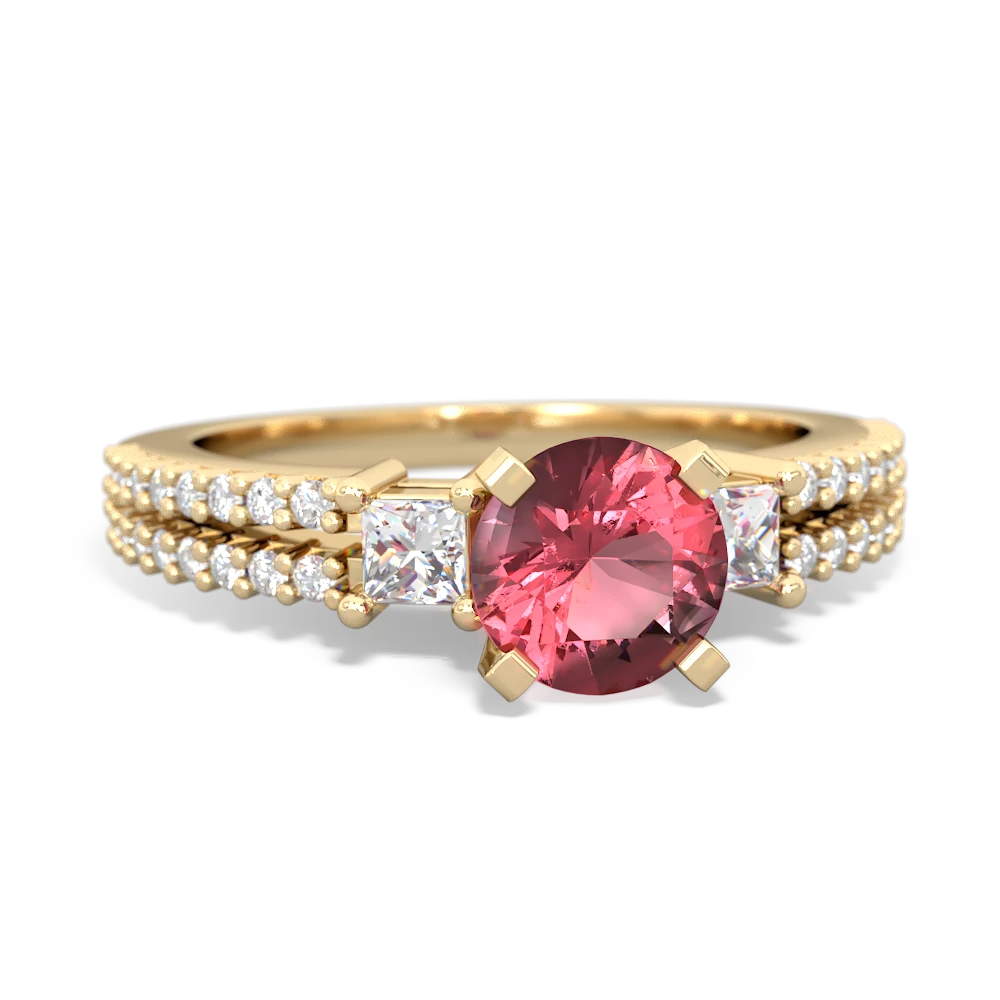 Pink Tourmaline Classic 6Mm Round Engagement 14K Yellow Gold ring R26436RD