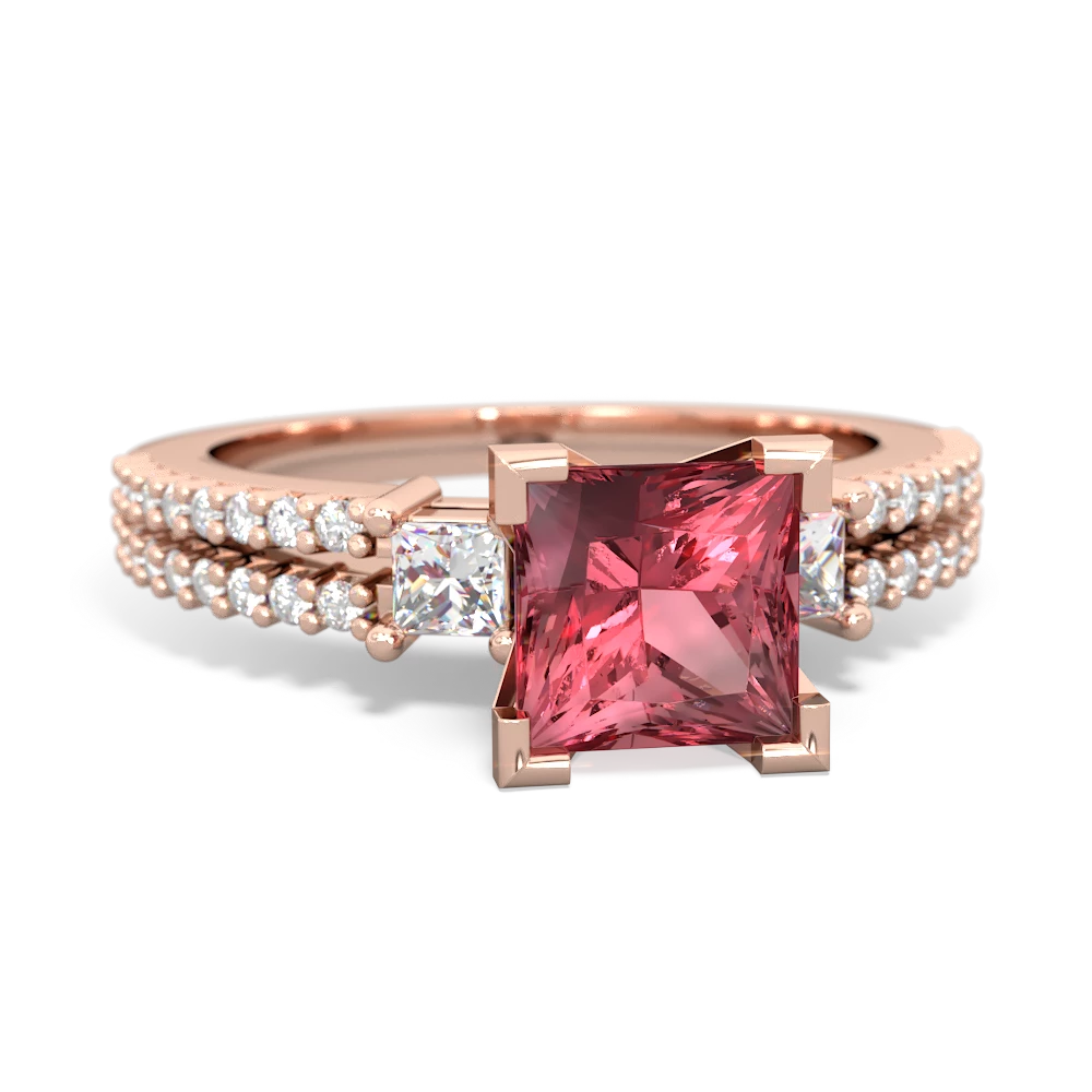 Pink Tourmaline Classic 6Mm Princess Engagement 14K Rose Gold ring R26436SQ