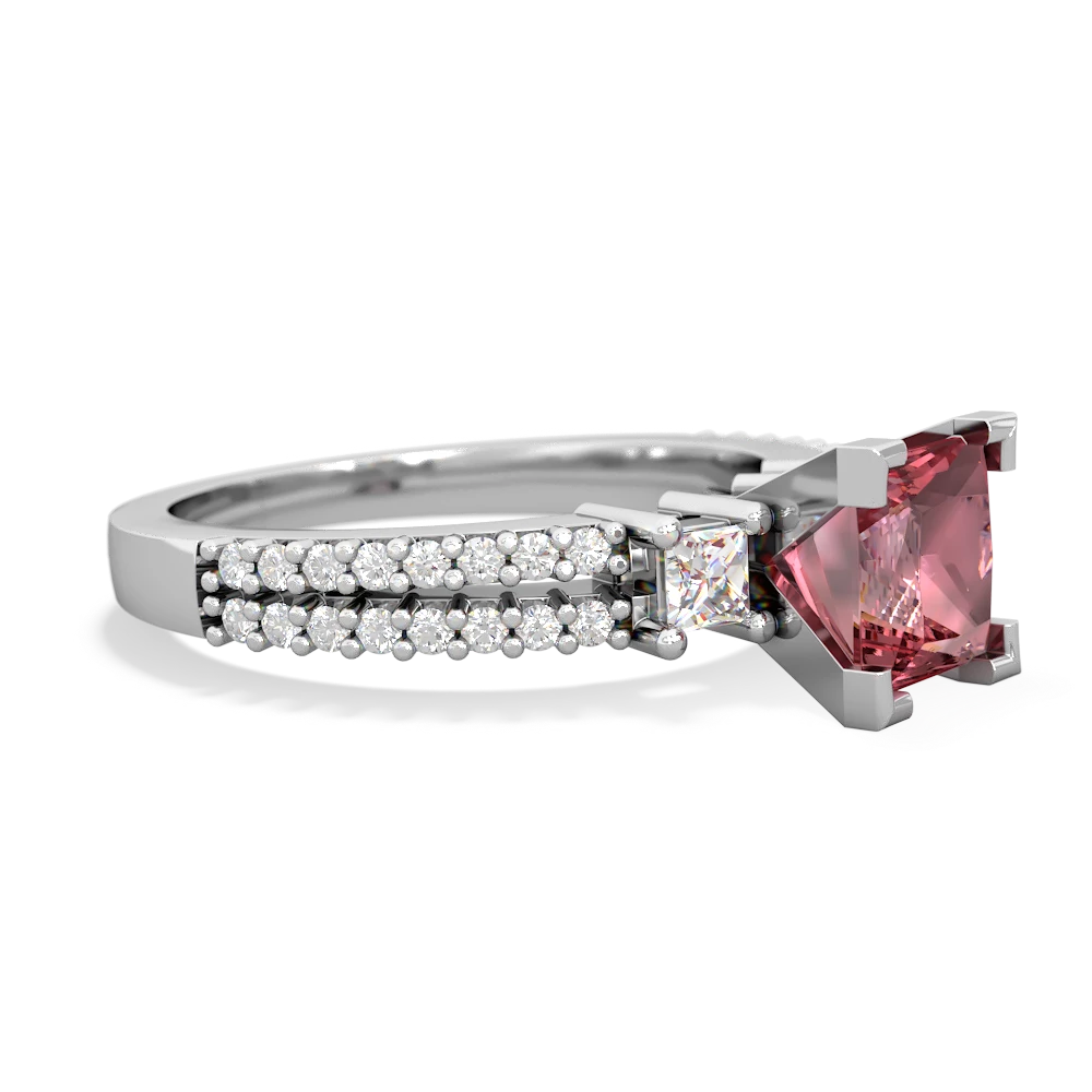 Pink Tourmaline Classic 6Mm Princess Engagement 14K White Gold ring R26436SQ