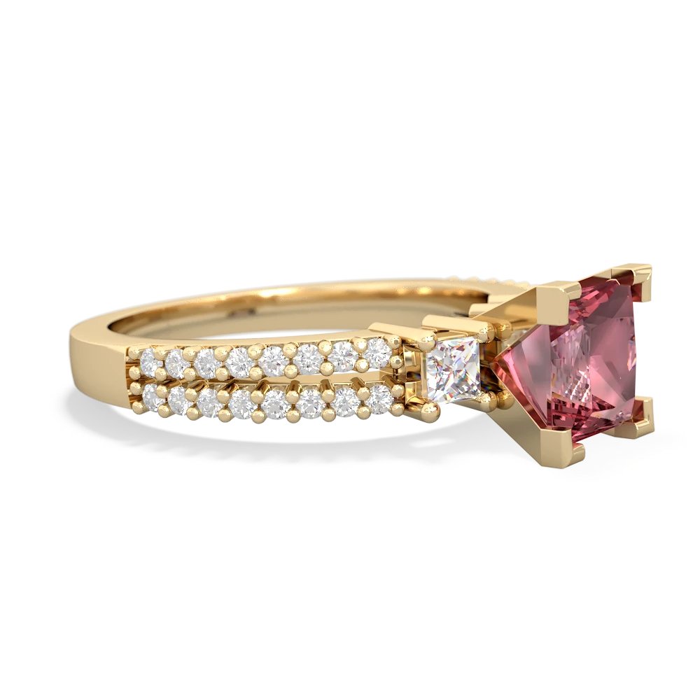 Pink Tourmaline Classic 6Mm Princess Engagement 14K Yellow Gold ring R26436SQ