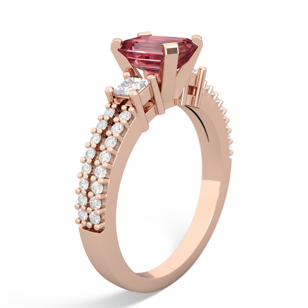 Pink Tourmaline Classic 7X5mm Emerald-Cut Engagement 14K Rose Gold ring R26437EM