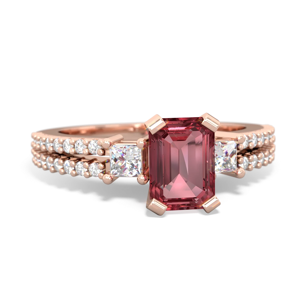 Pink Tourmaline Classic 7X5mm Emerald-Cut Engagement 14K Rose Gold ring R26437EM