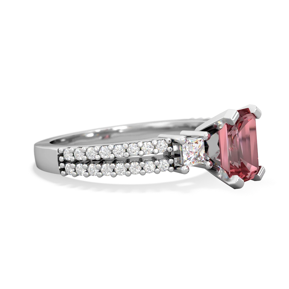 Pink Tourmaline Classic 7X5mm Emerald-Cut Engagement 14K White Gold ring R26437EM