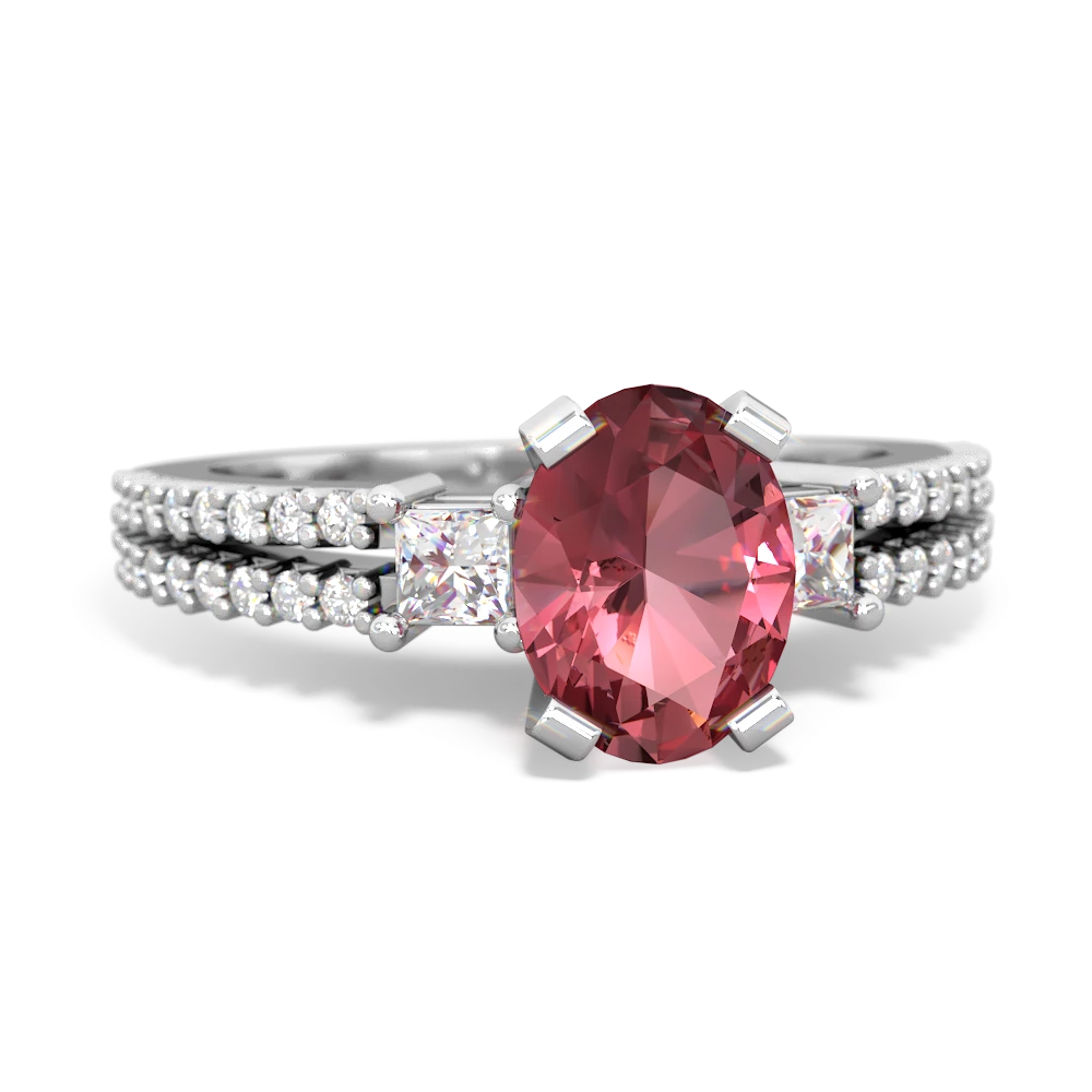 Pink Tourmaline Classic 8X6mm Oval Engagement 14K White Gold ring R26438VL