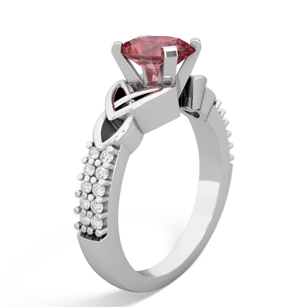Pink Tourmaline Celtic Knot 8X6 Oval Engagement 14K White Gold ring R26448VL