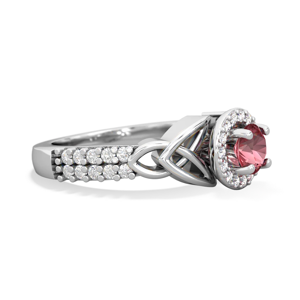 Pink Tourmaline Celtic Knot Halo 14K White Gold ring R26445RH