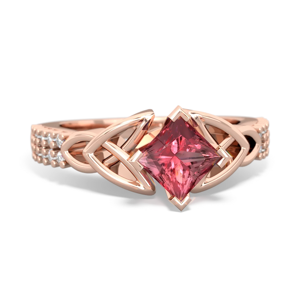 Pink Tourmaline Celtic Knot 5Mm Square Engagement 14K Rose Gold ring R26445SQ