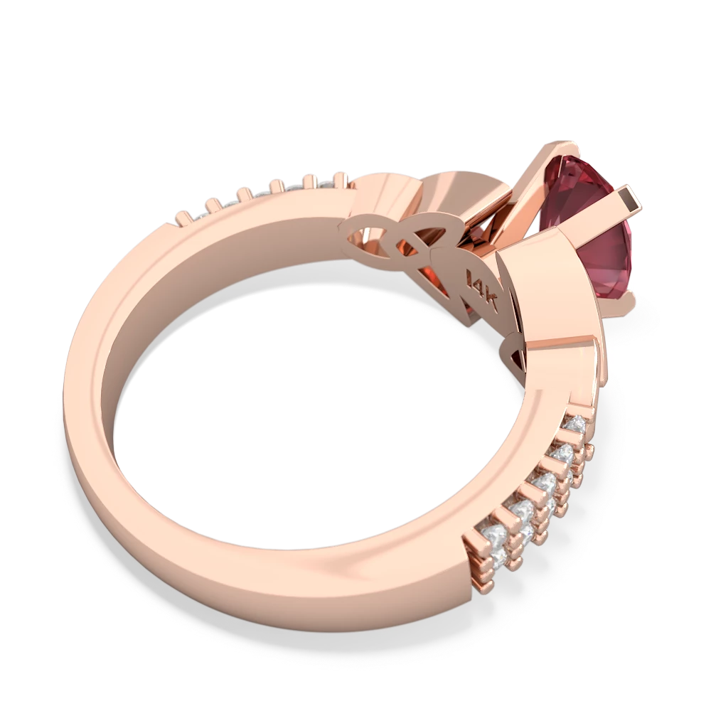 Pink Tourmaline Celtic Knot 8X6 Oval Engagement 14K Rose Gold ring R26448VL