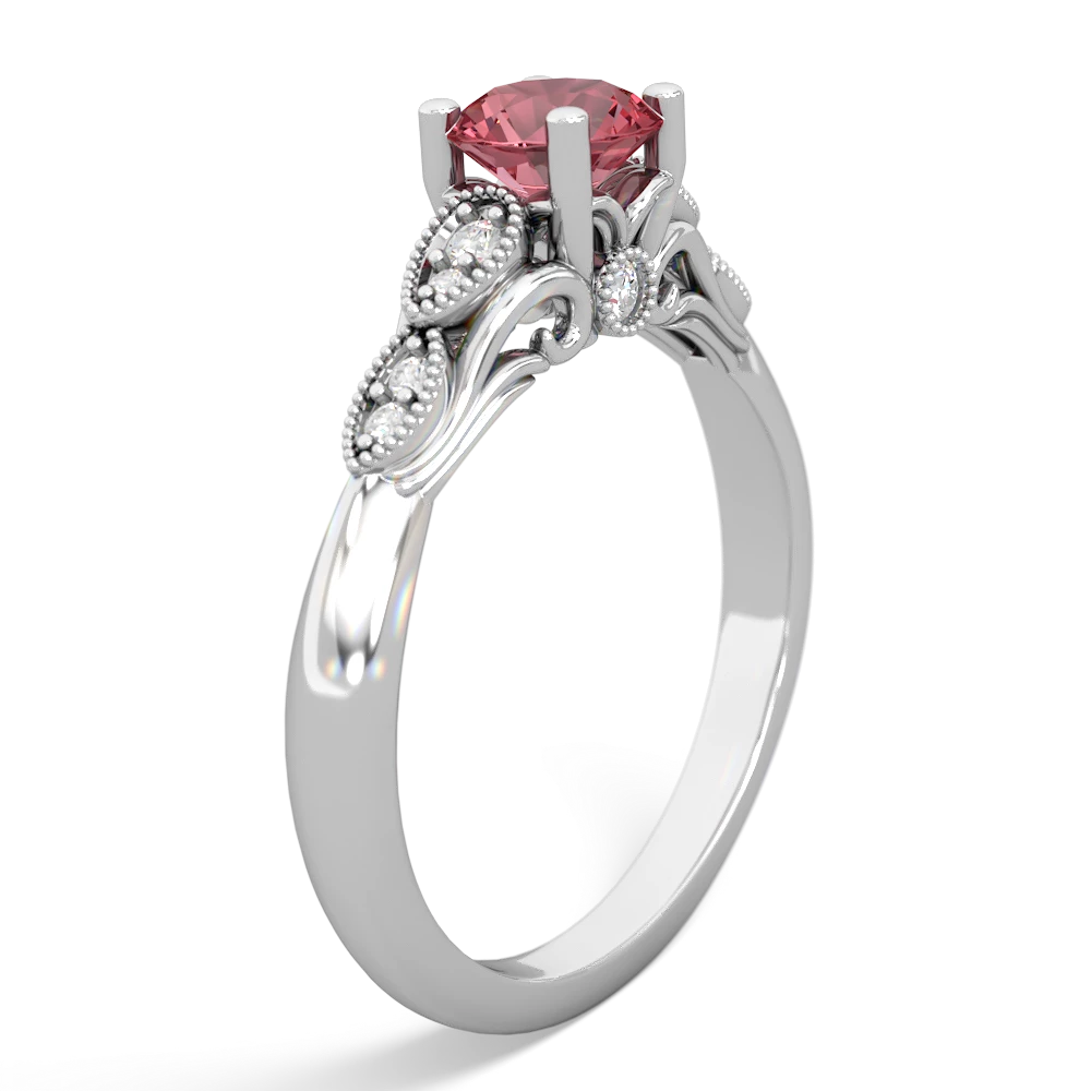 Pink Tourmaline Antique Elegance 14K White Gold ring R3100