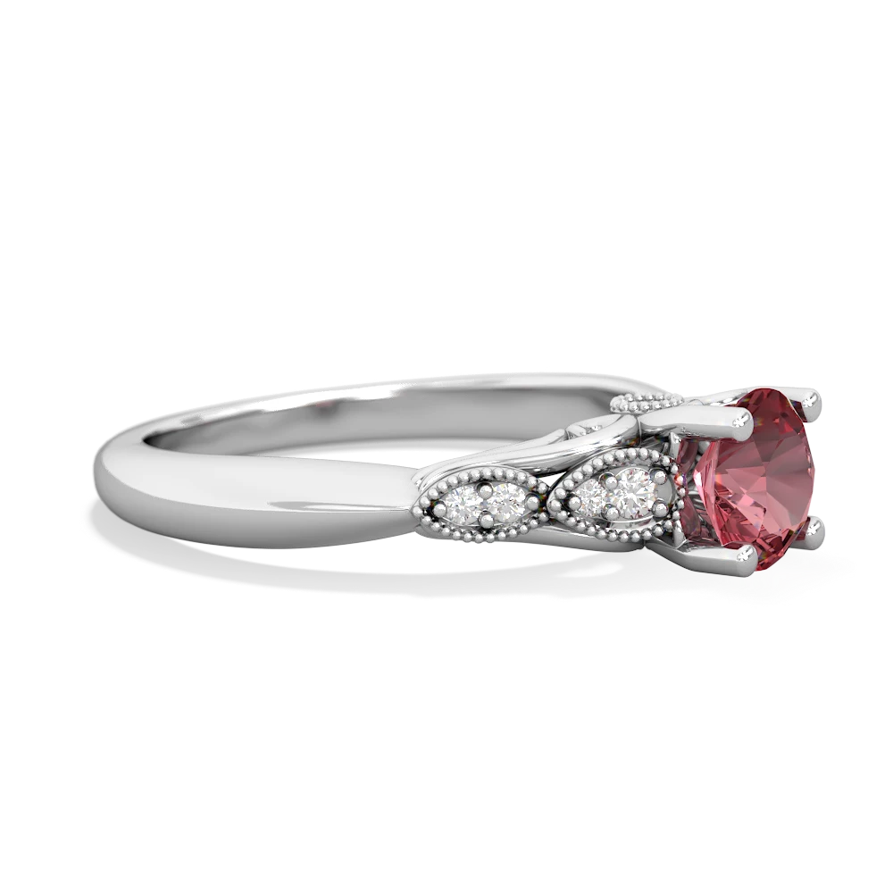 Pink Tourmaline Antique Elegance 14K White Gold ring R3100