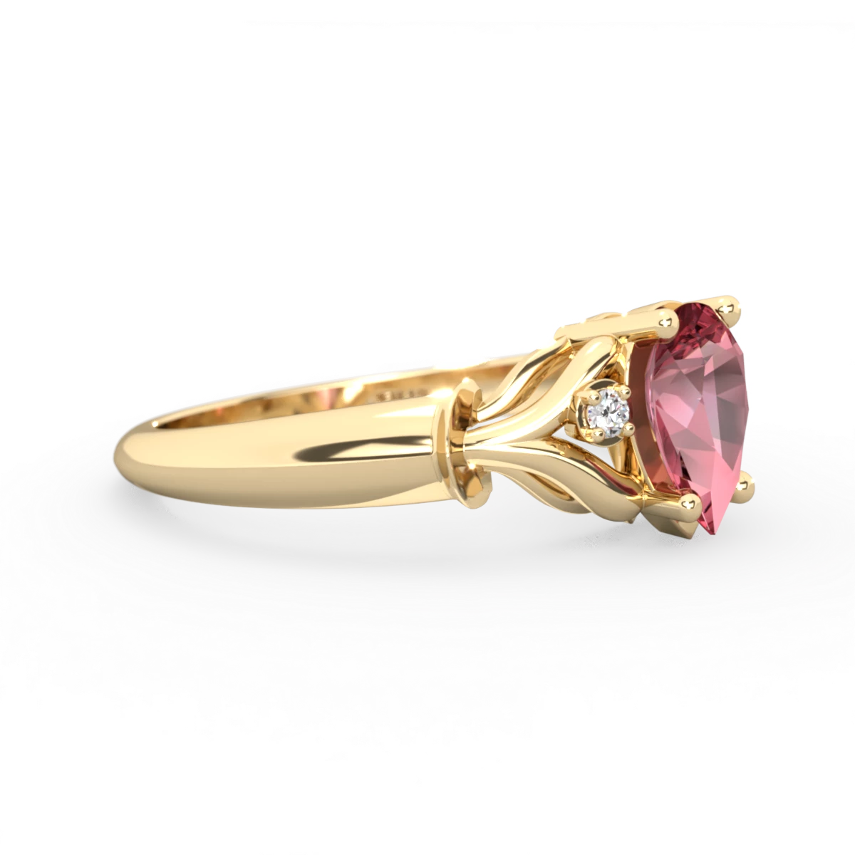 Pink Tourmaline Precious Pear 14K Yellow Gold ring R0826