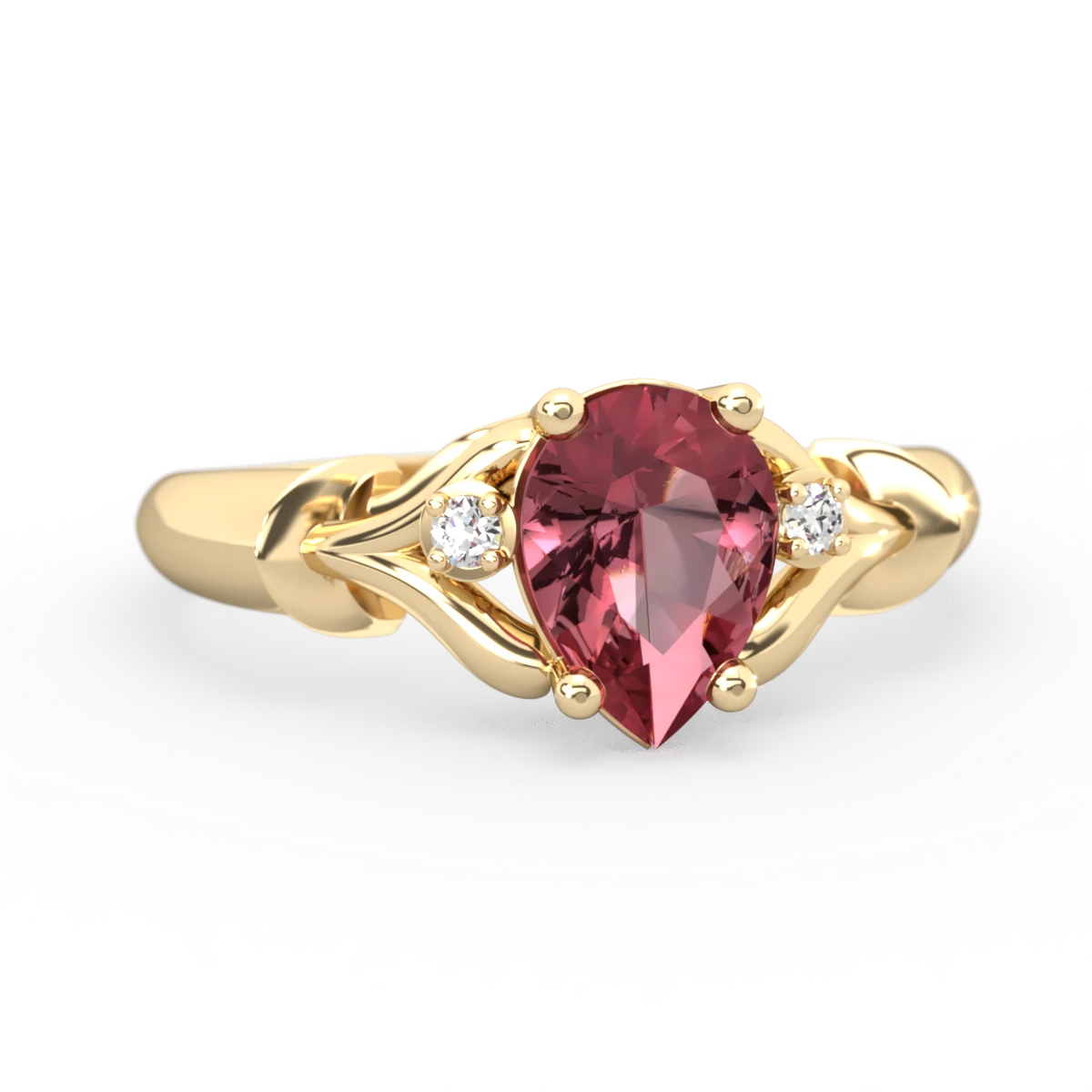 Pink Tourmaline Precious Pear 14K Yellow Gold ring R0826