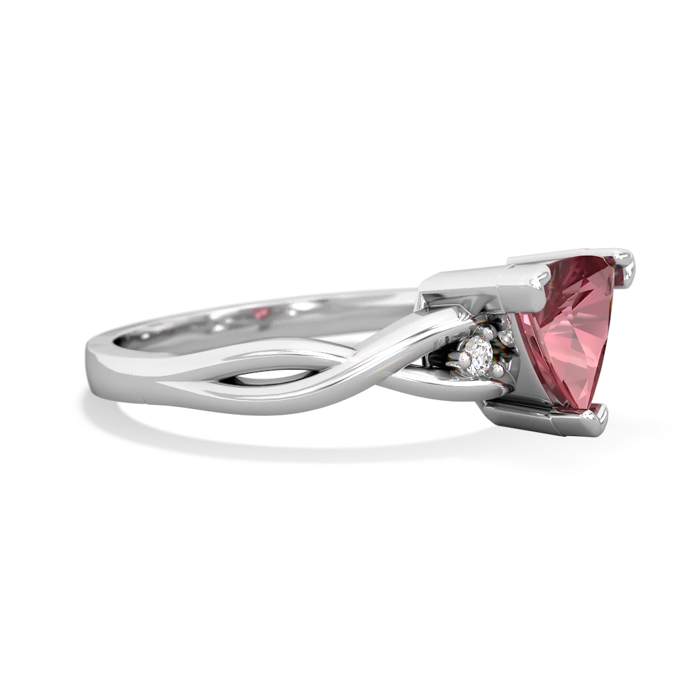 Pink Tourmaline Trillion Twist 14K White Gold ring R2104