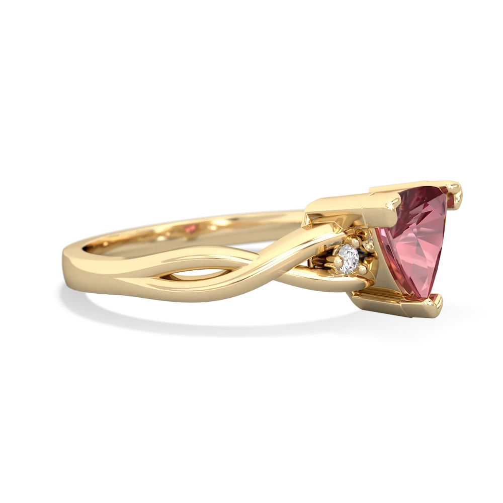 Pink Tourmaline Trillion Twist 14K Yellow Gold ring R2104