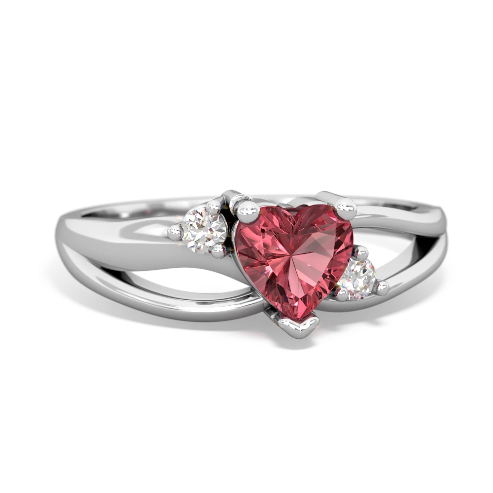 Pink Tourmaline Split Band Swirl 14K White Gold ring R2130