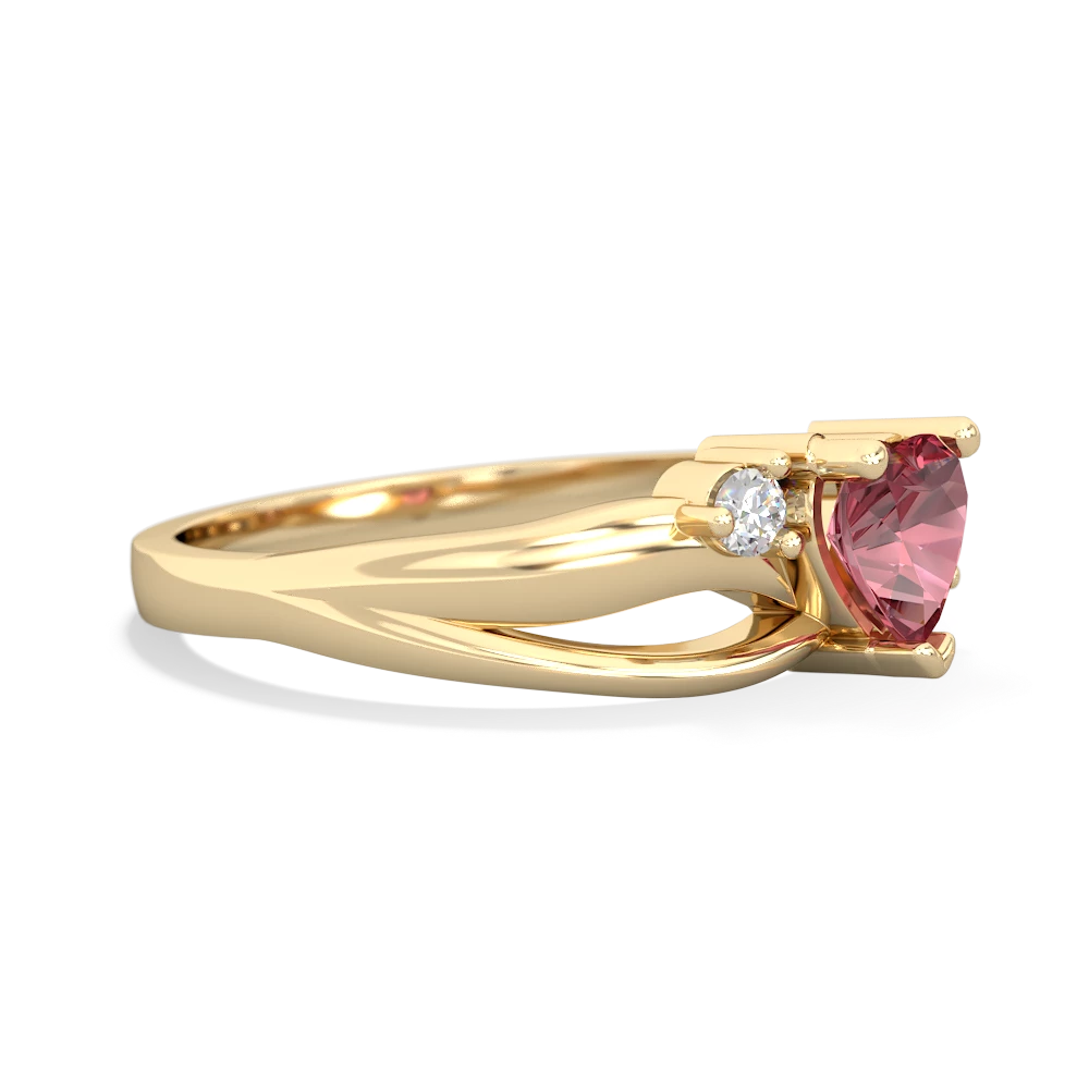 Pink Tourmaline Split Band Swirl 14K Yellow Gold ring R2130